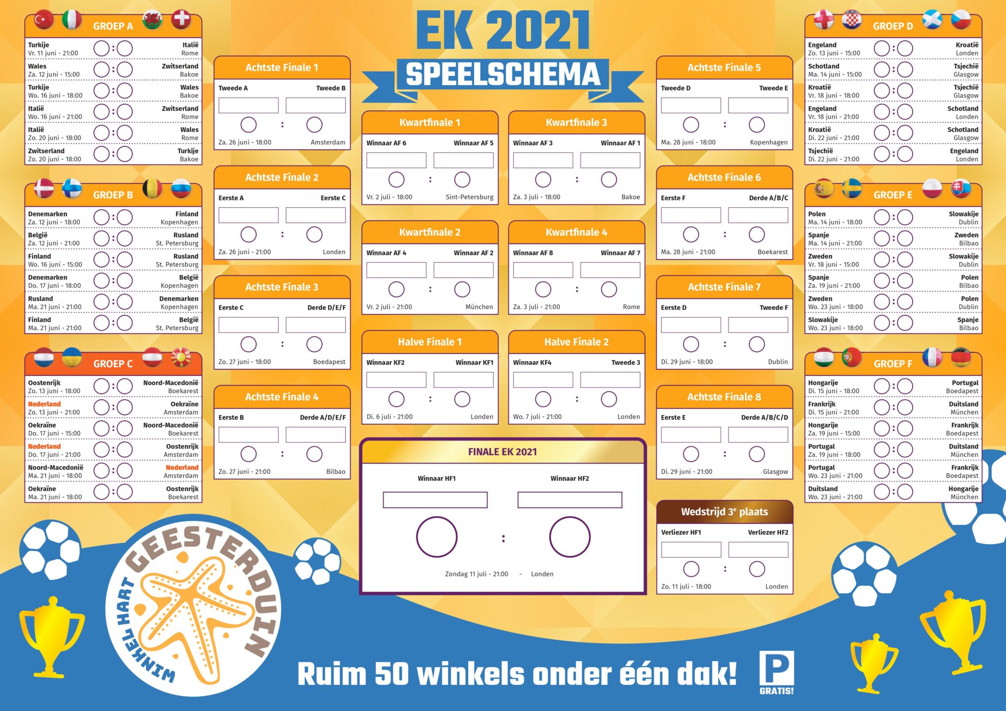 EK speelschema poster Winkelcentrum Geesterduin